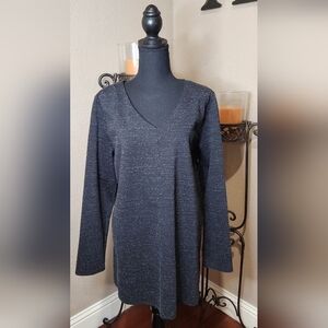 J.Jill NWT Wearever Double Faced Jersey V-Neck Tunic Black Speckled. Large